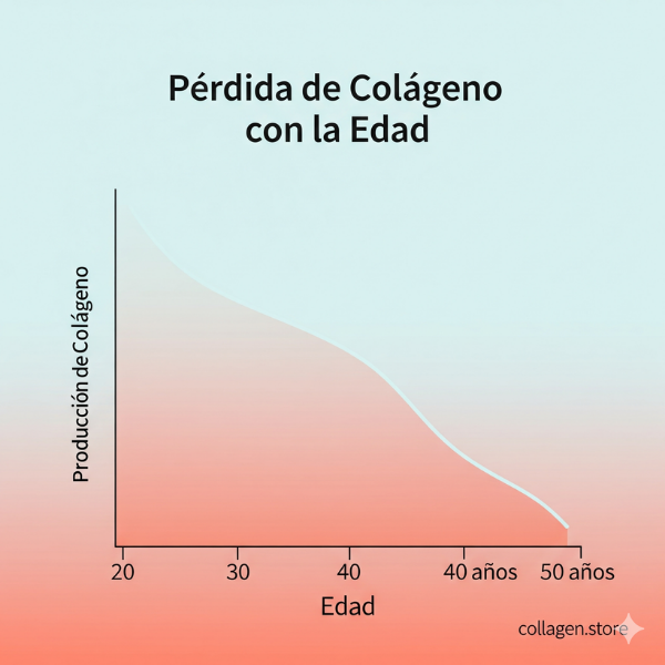 Gráfico de la disminución del colágeno